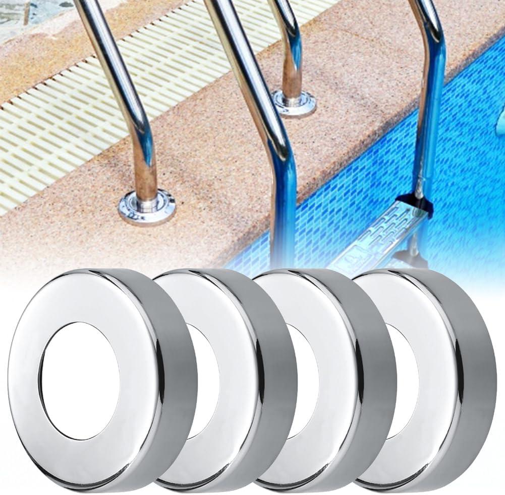 4PCS 304 Stainless Steel Pool Ladder Escutcheon Plates, Fits for 1.9" Diameter Tubing Swimming Pool Handrail, Pool Handrail Covers for Inground Pools or Spa Handrail