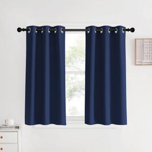 NICETOWN Blackout Curtains & Drapes for Kitchen, Navy, 1 Pair, 34 x 40 Inch, Thermal Insulated Solid Grommet Top Blackout Panels/Draperies for Bedroom/Living Room