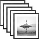 VIOLABBEY 18x18 Frame Set of 5, Black Picture Frames for 14x14 with Mat Spuare Photos Gallery Wall Frame