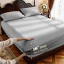 LBRO2M 1000 Thread Count 100% Egyptian Cotton Sheets Set,Queen Size Bed Sheet 4 Piece Sets,Long Staple,16 Inches Deep Pocket,All Season,Bedding Super Soft Comforterble Breathable,Sateen Weave (Grey)