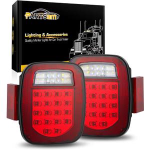 Partsam 2x Combination Tail Lights with Sequential Turn Signal Stop Brake Reverse/Backup Side Marker Clearance Lights - 42 LEDs Replacement for Wrangler TJ YJ CJ Stud Mount