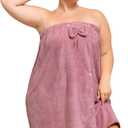 Plus Size Towel Wrap with Hair Towel for Women, Women Shower Wrap Spa Bathrobe Comfortable Bath Towels Body Wrap Adjustable + Hair Drying Towel, Purple XL-XXL