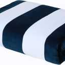 Exclusivo Mezcla Cotton Oversized 35x70 Inches Cabana Stripe Beach Towel, Super Absorbent Soft Plush Pool Bath Towel (Dark Navy)