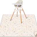 CLYMENE Splat Mat for Under High Chair | 51x51 Inch Anti-Slip Baby Splash Mat | Waterproof & Washable Spill Mat for Highchair Floor and Infant Play (Terrazzo Treasure)
