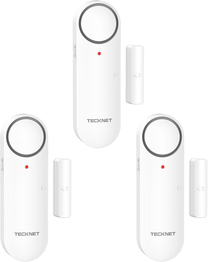 TECKNET Door Alarms When Opened, Window Door Alarm for Kids Safety, 2-in-1 Alarm & Chime, Door Sensor for Home Security, 3-Level Volume Control, Window Alarms for Garages, Apartment, 3Pcs