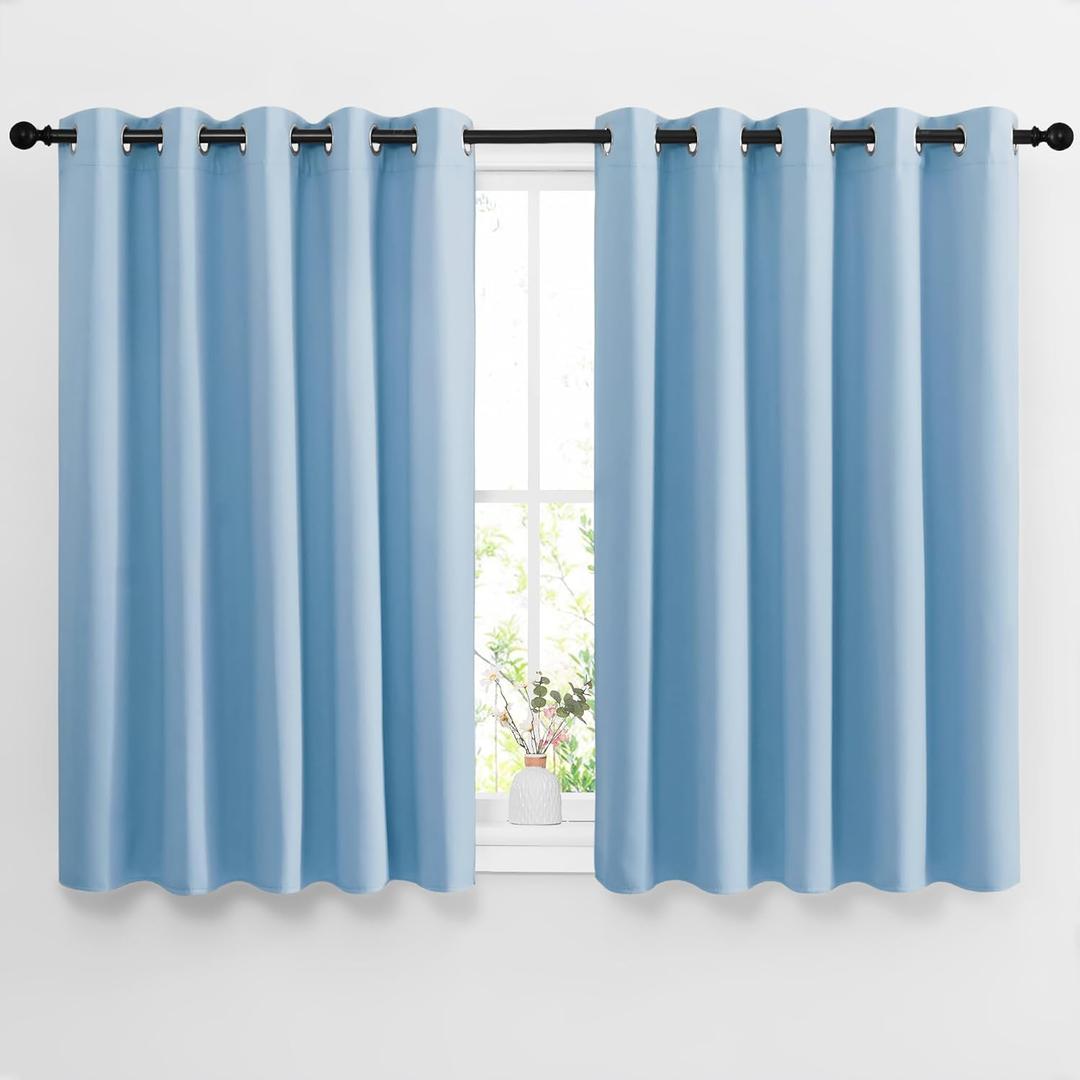 NICETOWN Blackout Curtains 54 Long - Window Treatment Thermal Insulated Solid Grommet Blackout Curtains/Panels/Drapes for Bedroom (Blue, Set of 2, 66 by 54 Inch)
