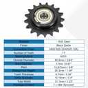 uxcell #50 Roller Chain Idler Sprocket, Type C 17mm Bore 5/8" Pitch 17 Tooth Tensioner with Double Bearing, Black Oxide Finished 1045 Steel for ANSI #50 (DIN/ISO 10A) Chains