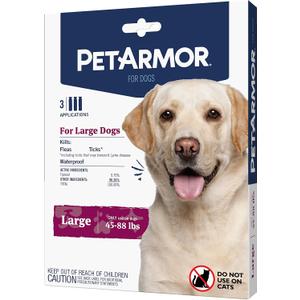 PetArmor for Dogs, Flea and Tick Treatment for Large Dogs (45-88 Pounds), Includes 3 Month Supply of Topical Flea Treatments no Best By Date
