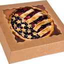 30-Pack Pie Boxes 10" x 10" x 2.5", Bakery Boxes with Window, Auto-Popup Cookie Boxes for Muffins, Donuts and Pastries (Brown)