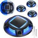 AGPTEK Solar Driveway Lights Outdoor 4 Pack, 2 Color Modes LED Deck Dock Marine Waterproof Security Marker Lights for Step Sidewalk Stair Garden Pathway Walkway Yard(Blue Light/Cool White, Black)