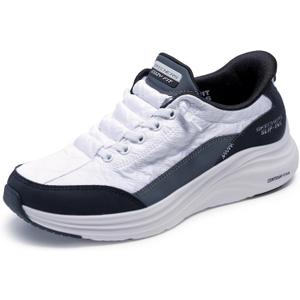 Skechers Women's Contour Foam Cozy Fit Hands Free Slip-ins Sneaker (7, White/Black)