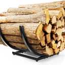Qiang Ni Fireplace Wood Holder: 22 Inch Curved Firewood Rack Log Storage Holder - Metal Fireplace Accessories for Outdoor Indoor Yard Patio Garden
