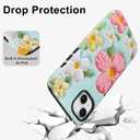 KANGHAR Cute Case for iPhone 14 Case for Women Girls [Compatible with MagSafe] Pink and Green Oil Painting Floral Print Pattern Design, Aesthetic Girly Flowers Magnetic Protective Phone Cover