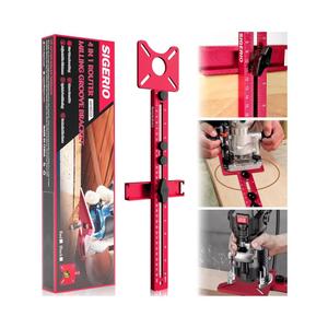 New 4 in 1 Router Milling Groove Bracket, Aluminum Alloy Router Circle Cutting Jig, Multifunctional RouterGuide for Cutting Circles, Adjustable RouterJig Tool for Woodworking (Rose Red)