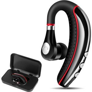 Bluetooth Headset V5.0,Wireless Bluetooth Earpiece with Noise Canceling Mic for Cell Phone,Business Earphone for Driving/Trucker/Office,Sweatproof Headset for Android/iPhone-RED