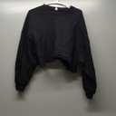 Amazhiyu Womens Cropped Hoodie Pullover Long Sleeve Crewneck Crop Tops Oversize Fit (Small, Black)