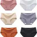 Women's Seamless Hipster No Show Invisible Ice Silk Stretch Underwears Pack Bikini Underwear Panty (M)