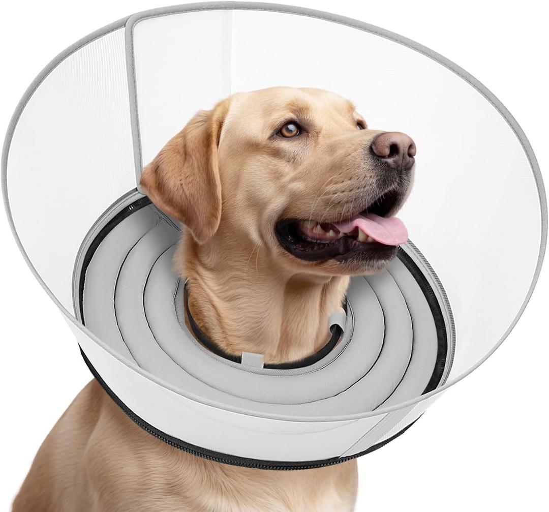 Raised Dog Cone Collar Alternative After Surgery, Soft Dog Cone for Medium Breeds to Stop Licking, Pet Neck Donut Collar After Surgery M