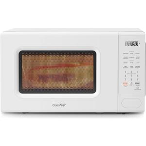 COMFEE CMO-C20M1WH Retro Microwave with 11 power levels, Fast Multi-stage Cooking, Turntable Reset Function Kitchen Timer, Speedy Cooking Weight/Time Defrost, Memory function, Children Lock, 700W (Modern White)