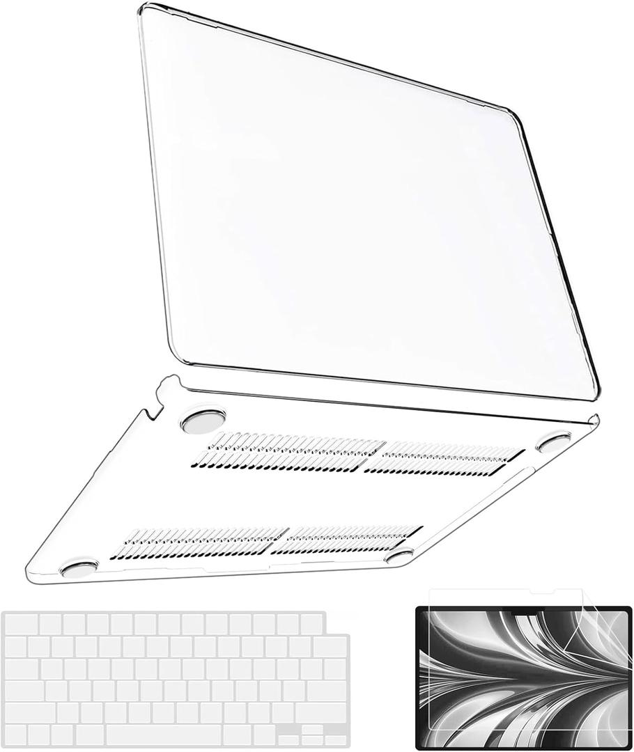 B BELK Compatible with MacBook Air 13 inch Case 2025 2024-2022 M4/M3/M2 Model A3240 A3113 A2681, Clear Laptop Hard Shell for MacBook Air 13.6" + Type-C Adapter + Keyboard Cover + Screen Protector