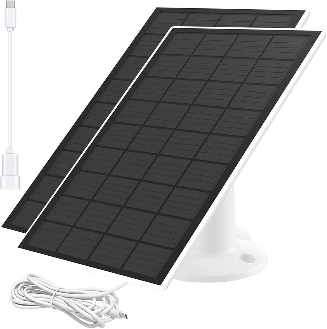 Solar Panel for Eufy Camera, for eufyCam 2/2 Pro,2C/2C Pro,E,soloCam E20/E40 Spotlight,IP65 Waterproof USB-C Solar Panel Charger for eufy with Micro USB & Micro Plug (2Pack)
