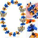 36inch Blue Orange Graduation Kukui Nut Leis Grad Ribbon Beads Necklace Class of 2026 Graduation Gifts for High School Seniors College Party Accessories