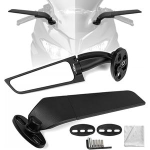 XINGWU Motorcycle Mirrors Adjustable Rotating Stealth Mirrors for Ninja 400 500 650 300 ZX6R ZX10R ZX4RR ZX14R CBR300R CBR650R GSXR 600 750 Honda Suzuki Yamaha Wind Wing Side Mirror (Standard)