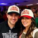 Qoyupuza Two-Tone Merry Christmas Embroidery Dad Hat - Eco-Friendly Degradable Snapback, Unisex Xmas Holiday Cap (Red/Beige)