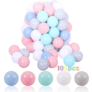 LANGXUN 100 Soft Plastic Ball Pit Balls for Kids, Gift for Baby Toddler Birthday Christmas, Ball Pit Play Tent, Baby Kiddie Pool Water Toys, Party Decoration, 5.5cm