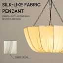 19.6in Lantern Fabric Pendant Light, Wabi Sabi Hanging Lamp with Fabric Cloth Shade, Modern Drum Chandelier for Living Room, Bedroom, Dining Table, Restaurant, Study Room (E26 Bulb)