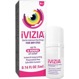 iVIZIA Sterile Lubricant Eye Drops for Dry Eyes, Preservative-Free, Moisturizing, Dry Eye Relief, Contact Lens Friendly, 0.16 fl oz Bottle Packaging May Vary Exp : 02/2027