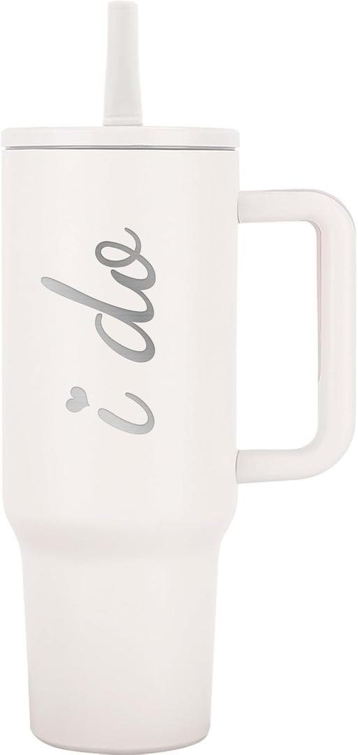 Bridal Shower Gifts for Bride to Be I Do 40oz Tumbler with Handle Lids Straws Stainless Steel Wifey Cup for Wedding Engagement Bachelorette Wife Her