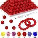 Rhinestone Beads for Jewelry Making, Disco Ball Beads for Bracelets, Fashion Accessories Friendship Bracelet Making Earring Supplies DIY Keychain Parts Necklaces Rhinestone Clay Red