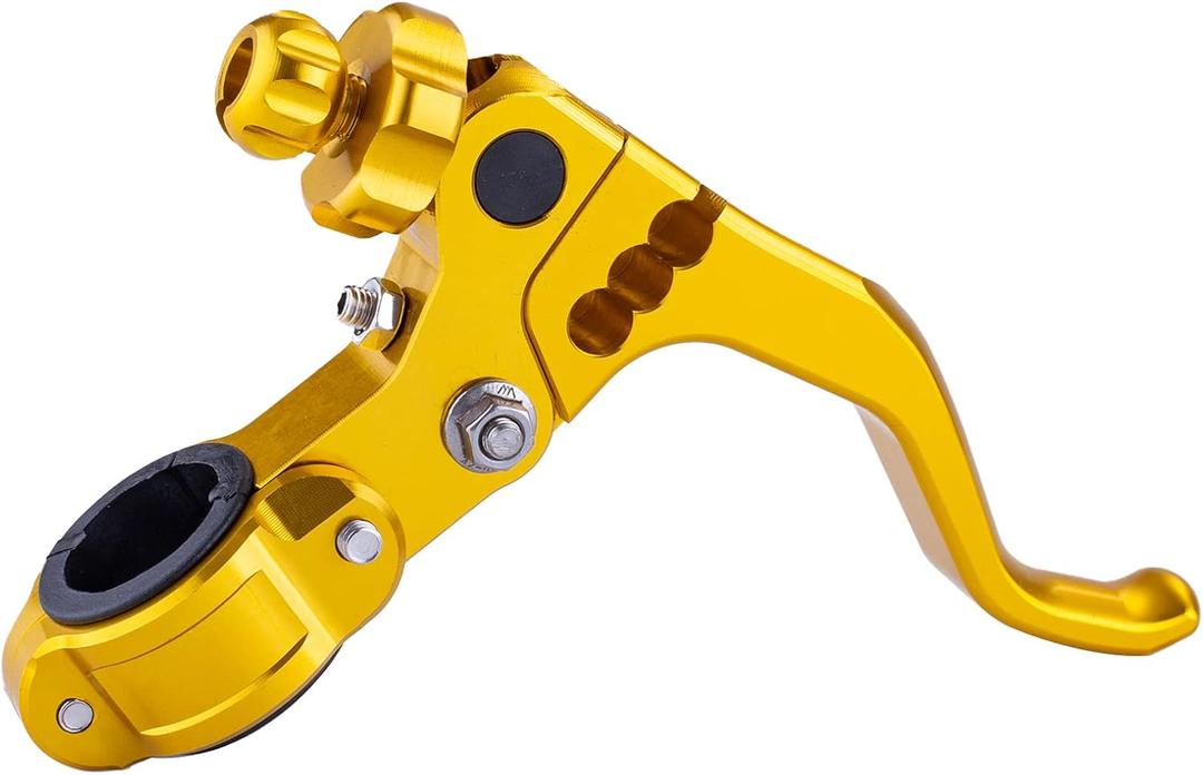 PRO CAKEN 7/8 22mm Universal Motorcycle CNC Short Stunt Clutch Lever Aluminum Alloy Clutch Handlebar Compatible with Most Motorcycles Dirt Bike-Gold