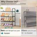 3 Tier Long Shoe Rack for Closet, Screw Fastened Plastic Connector Shoe Storage Organizer, Non-Woven Fabric Metal Shoe Shelf, Holds 24-28 Pairs for Entryway, Front Door Entrance, Bedroom