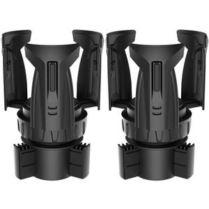 Cup Holder Expander (Adjustable Holder & Base, Auto-Fit Hold, One Button Open), Car Cup Holder Expander for Yeti, Hydro Flask, Nalgene, Owala, Bottles in 2.6"- 4.8" (Light Black, 2 Pack)