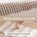 Waffle Bath Mat Non Slip, Boho Bathroom Rug, Super Absorbent Quick Dry Bathroom Mat, Soft Farmhouse Bath Rug with Tassels, Small Washable Shower Mats for Floor 16"x24", White and Taupe