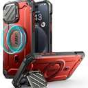 SUPCASE for iPhone 15 Pro Max Case with Camera Cover & Stand (UBMag XT) [Compatible with MagSafe] [Built-in Kickstand] [Military-Grade Protection] Heavy Duty Rugged Magnetic Phone Case, Ruddy