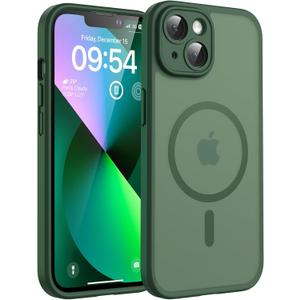 TOCOL for iPhone 13 Case, Full Camera Protection, Compatible with Magsafe, Drop Protection, Translucent Magnetic Matte Phone Case for iPhone 13 6.1 inch (Alpine Green)