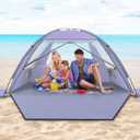 Happy Travel Beach Tent, UPF 50+ UV Protection Sun Shade Shelter for 3/4/5/6/7/8 Person, Portable Beach Canopy for Family & Baby, Lightweight & Easy Setup Beach Cabana with 3 Ventilation Mesh Windows (Purple)