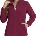 TACVASEN Women's Soft Fleece Jacket Lightweight Full Zip Sweatshirts Coat Casual Winter Warm Sweaters with Pockets (Red, S)