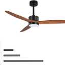 TCL Ceiling Fans with Light and Remote: 60 inch 3 Wooden Blades 3 Dimmable LED Fan for Room Indoor Modern Farmhouse Decor - 6 Speed Memory DC Reversible Fan Lights (Walnut, 60 Inch)