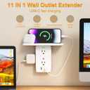 Socket Wall Shelf-CFMASTER 10 Port Surge Protector Wall Outlet, 8 Electrical Outlet Extenders and 2 USB Ports 2.4A, with Removable Built-In Shelf, FCC Listed (1, White)