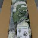 BLOSMON Fake Hydrangea Trees for Outdoors - 2 Packs 33" White Artificial Flower Topiary Ball Trees for Front Porch Decor - 20 Heads Faux Silk Hydrangea Bush Plants with Spike for Garden Yard Patio