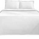Superior Basketweave Cotton 3 Piece Bedspread Set, Home Bed Decor, Decorative Textured Bed Spread, 2 Pillow Shams, Airy Blanket, Matelasse Coverlet Bedding, Lattice Pattern, King, White
