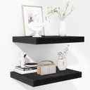 Fun Memories Floating Shelves - 2 Pack 12 Inch Deep Rustic Wooden Wall Shelves - Extra Deeper & Thicker Wall Mounted Storage Shelf for Kitchen, Farmhouse - 16" W x 12" D x 1.5" H - Rustic Black