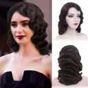 Brown 20s Wig for Women Finger Wave Party Synthetic Full Vintage Wigs for Womens Lady Cosplay Costume Fancy Dress 1920s Flapper Wig