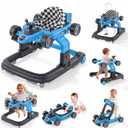Baby Walker, Baby Walker with Wheels, 3 Adjustable Heights Reinforced Frame 4 Modes Push Walker & Jumper, Music Lights Anti-Rollover Speed Height Adjustment Toddler Activity Walker for 6-18 Months Old