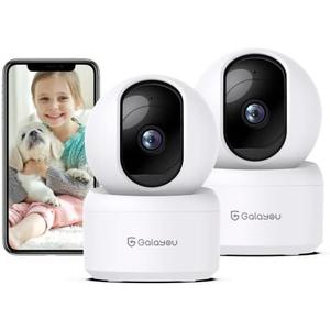 GALAYOU Indoor Security Camera 2K, 360 Degree 2.4G WiFi Home Security for Baby/Pet/Elder/Nanny with Night Vision, 24/7 SD Card Storage, Works with Alexa and Google Assistant G2-Pack of 2