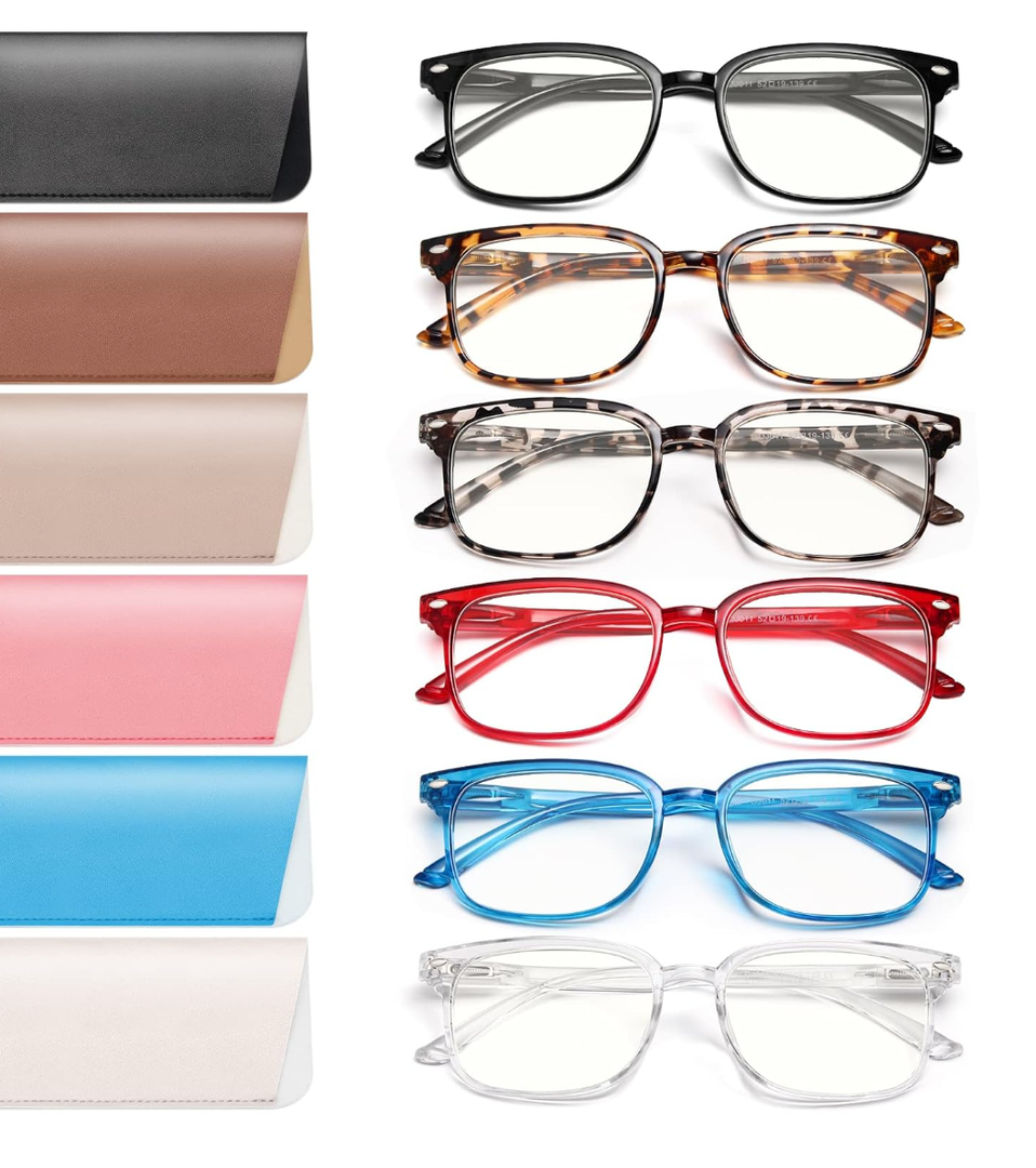 6 Pack Reading Glasses for Women, Reading glasses men, Blue Light Blocking Readers, Computer eye glasses, Cheaters, +2.5 